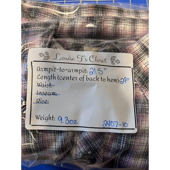 Blue Mountain Women's Pink, Black and White Plaid Flannel Button-Down Shirt Sz M - Picture 7 of 7